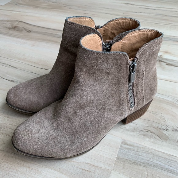 Lucky Brand Shoes - Lucky Brand Taupe Zippered Ankle Booties Size 7 W